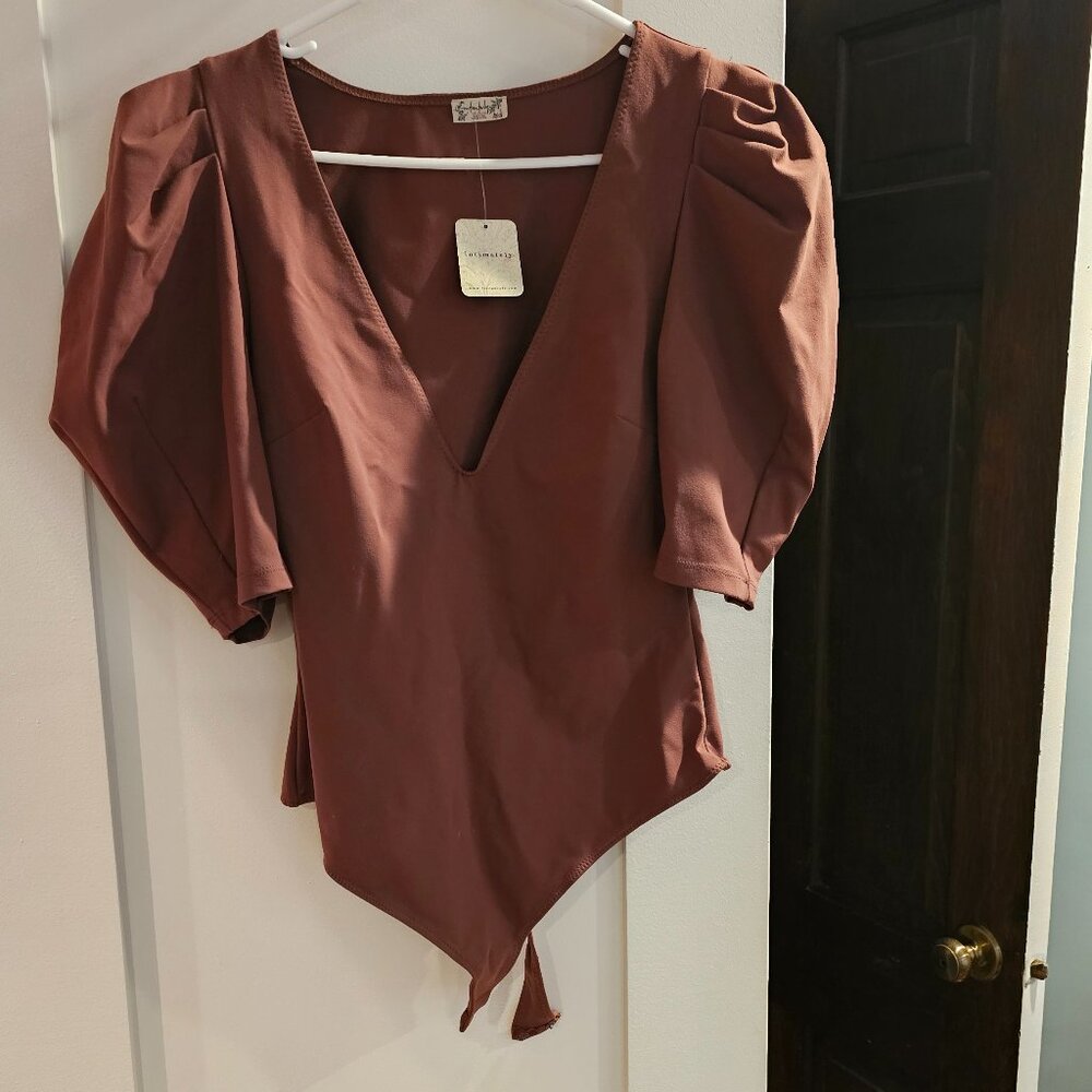 Free People Intimately Va Va Voop Bodysuit Brown Medium NWT